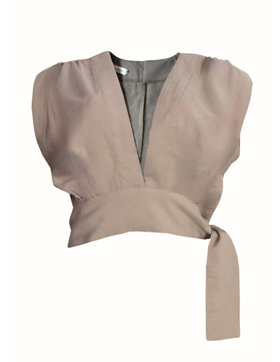 Blusa cuello en v con amarre Behla