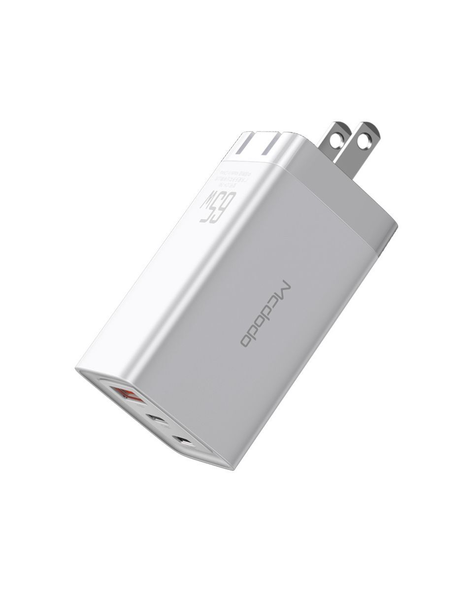 Cubo de Carga Rápida con 1 USB y 2 PD de 65W Blanco