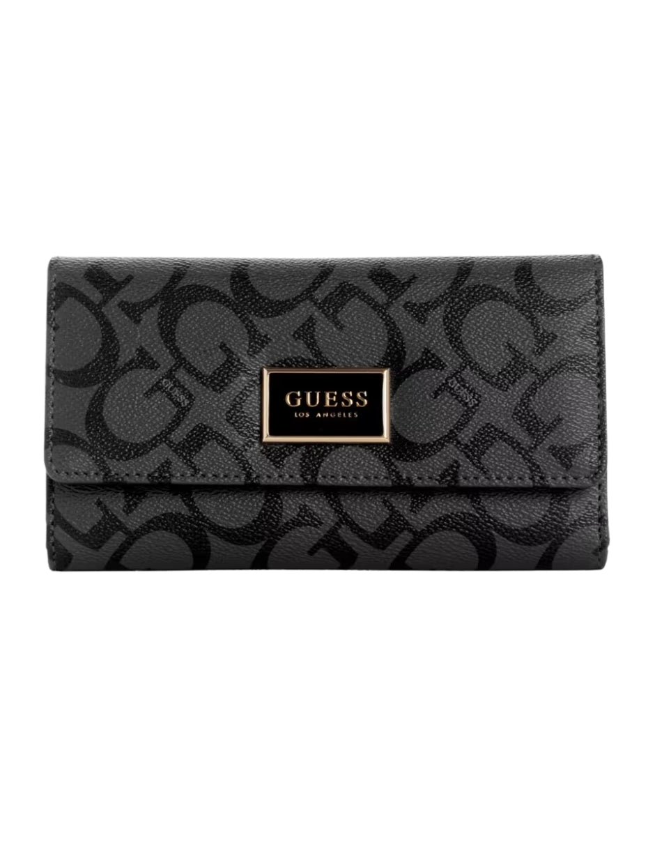 Cartera Guess Abree Logo Slim Clutch Negra