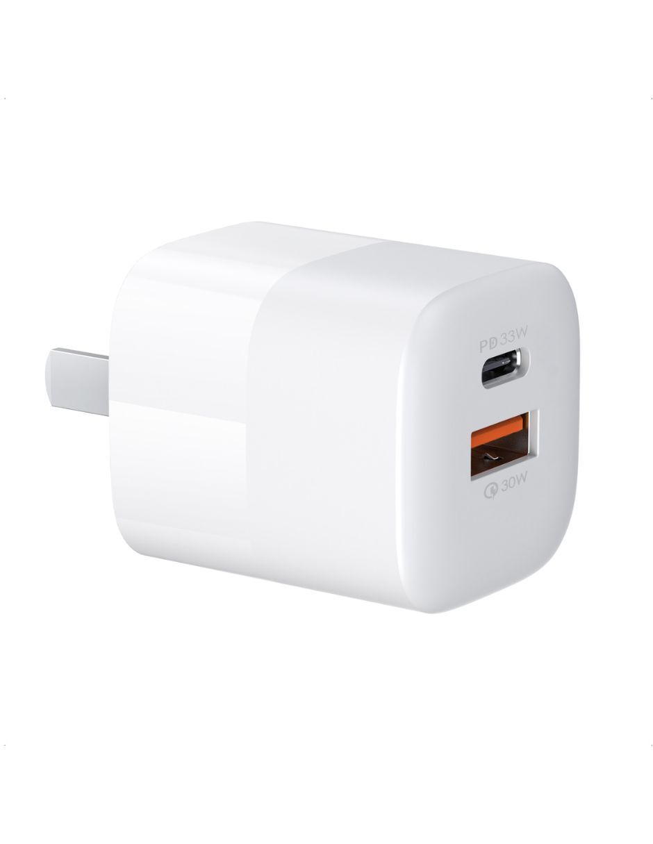 Mini Cubo de Carga Rápida USB A y Tipo C 33W Blanco