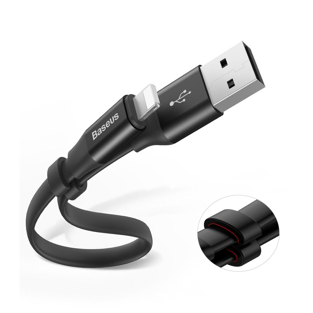 Cable Lightning Corto Carga Rápida Transmisión Datos 23cm-Negro