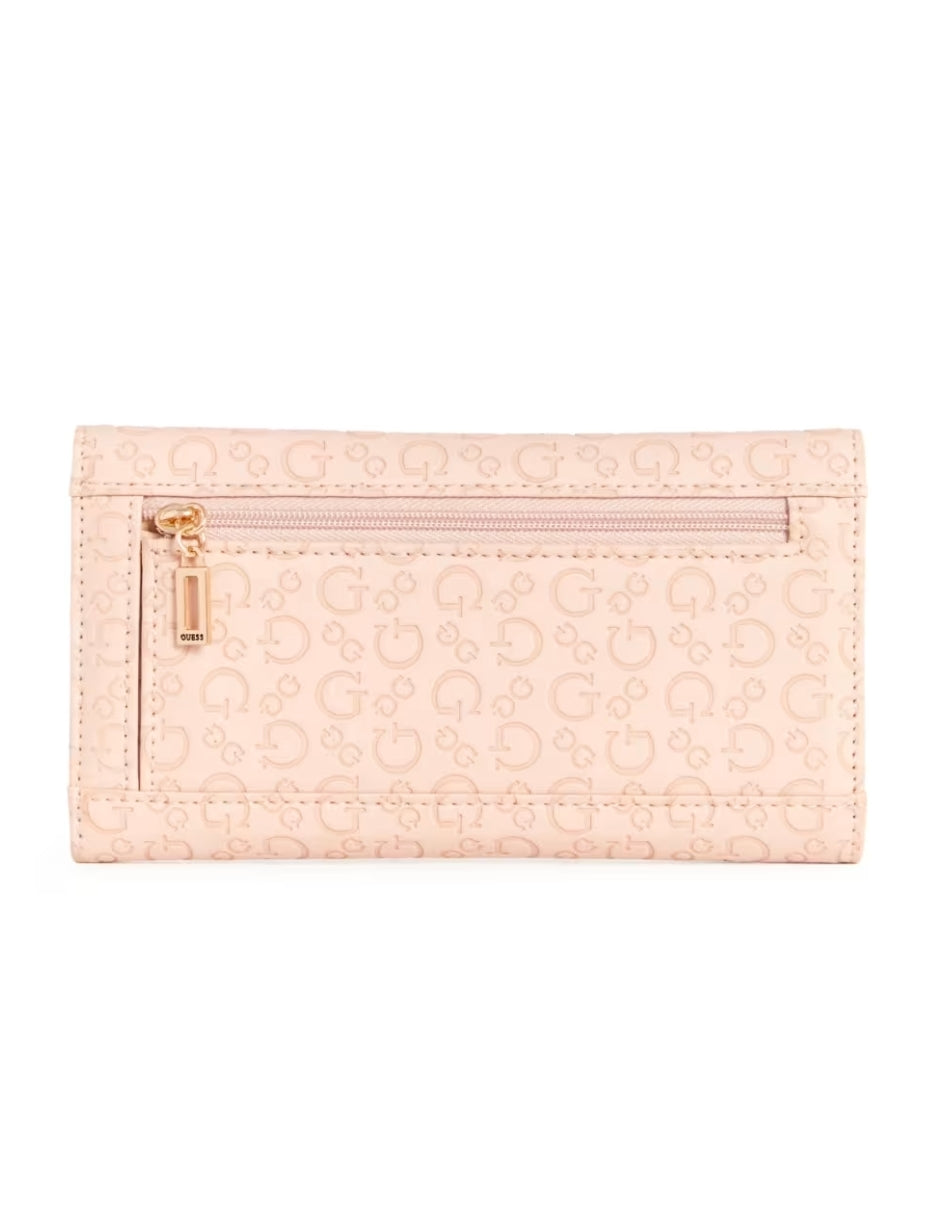 Cartera Guess Bowie Debossed Logo Slim Clutch Rosa