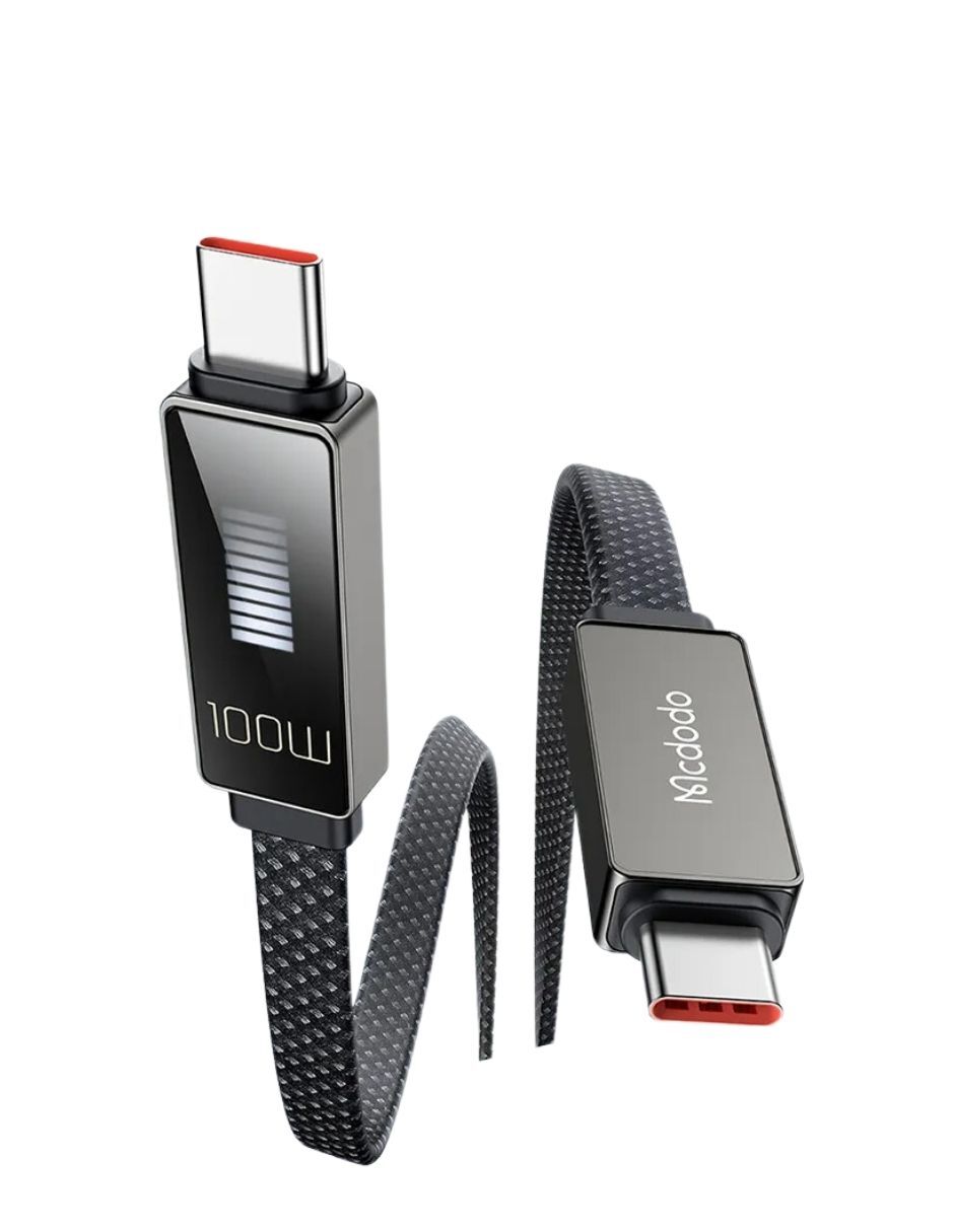 Cable Plano USB C a USB C 100W con LED de estatus de Carga