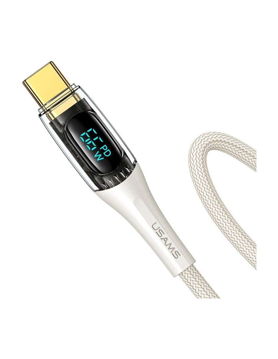 Cable Tipo C USAMS 66W PD 1.2m Transparente