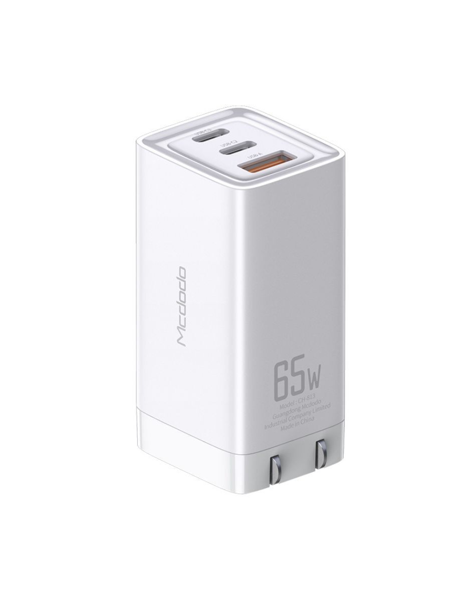 Cubo de Carga Rápida con 1 USB y 2 PD de 65W Blanco