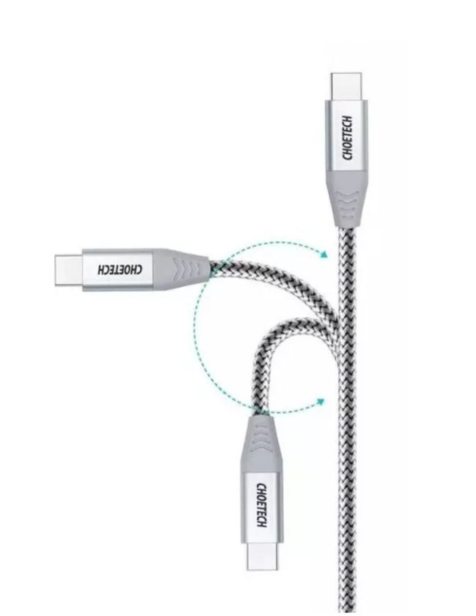 Cable USB Tipo C Reversible 2m Choetech Silver