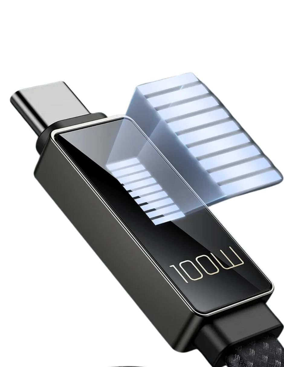 Cable Plano USB C a USB C 100W con LED de estatus de Carga