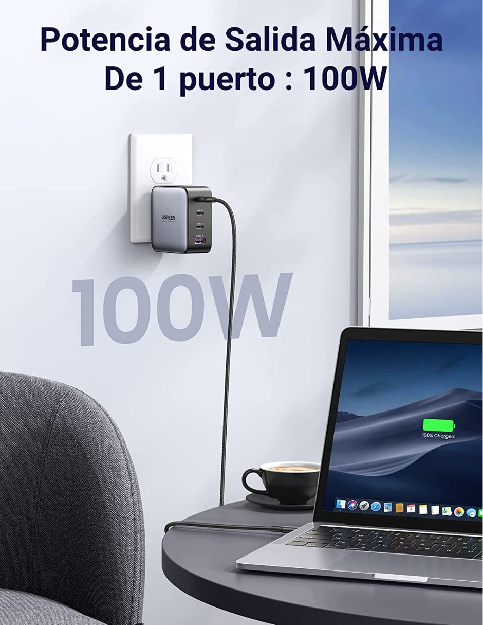 UGREEN Cargador 4 Puertos GaN 100W Carga Rápida
