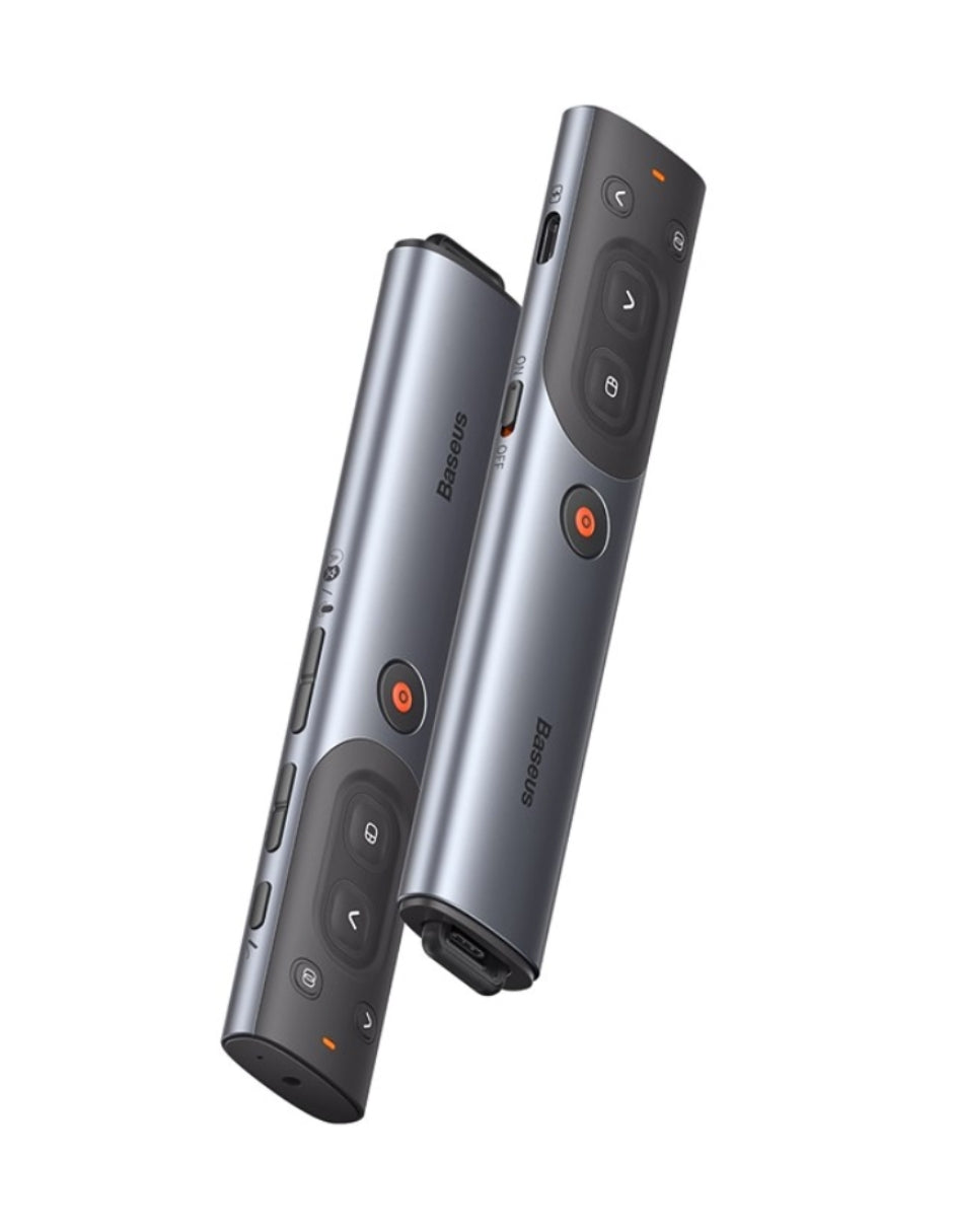 Control remoto Baseus multifunción para presentaciones, con puntero láser recargable