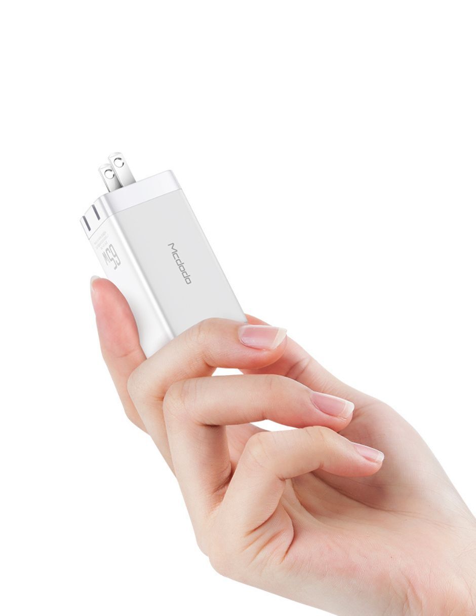 Cubo de Carga Rápida con 1 USB y 2 PD de 65W Blanco