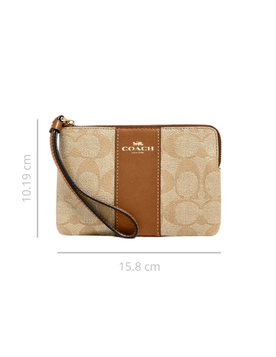 Monedero Coach Corner Zip Khaki
