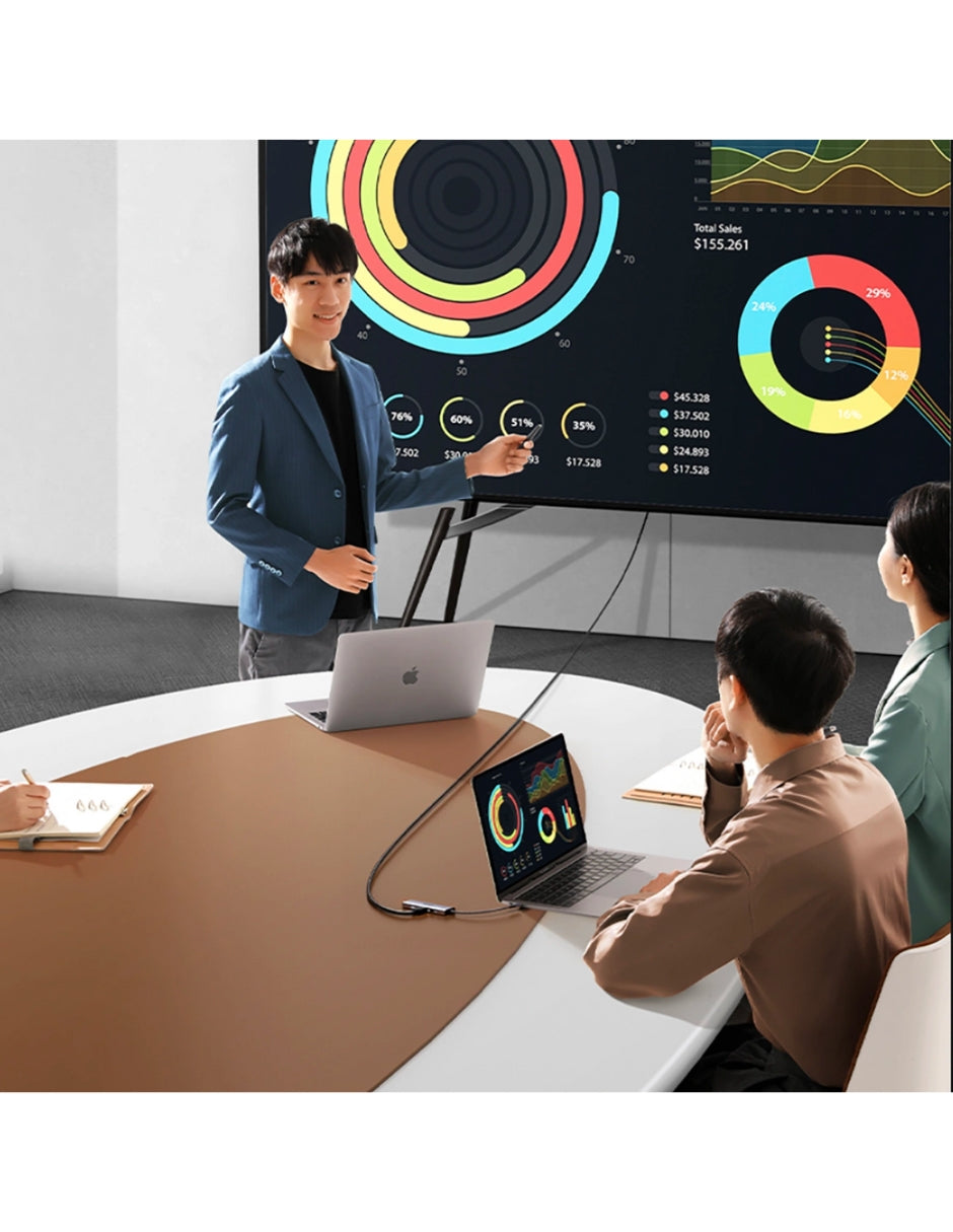 HUB 9 en 1 UGREEN 3 USB-A, 1 USB-C, 1 HDMI 4K/60hz, SD/TFT, Ethernet y VGA