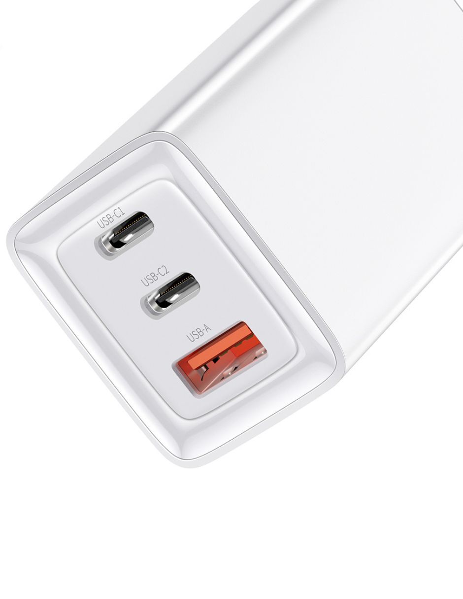 Cubo de Carga Rápida con 1 USB y 2 PD de 65W Blanco