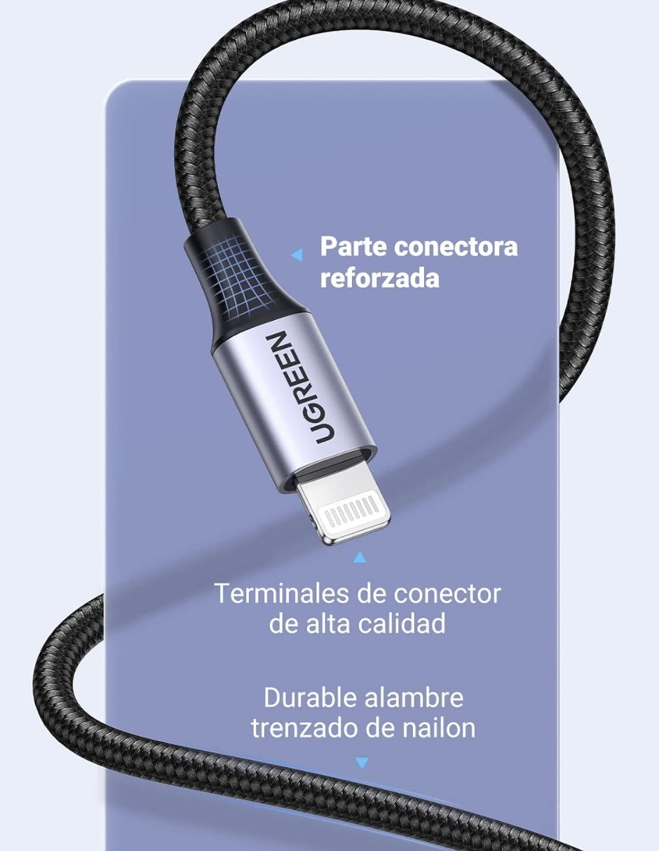 UGREEN Cable USB-A a Lightning MFI 1m Negro