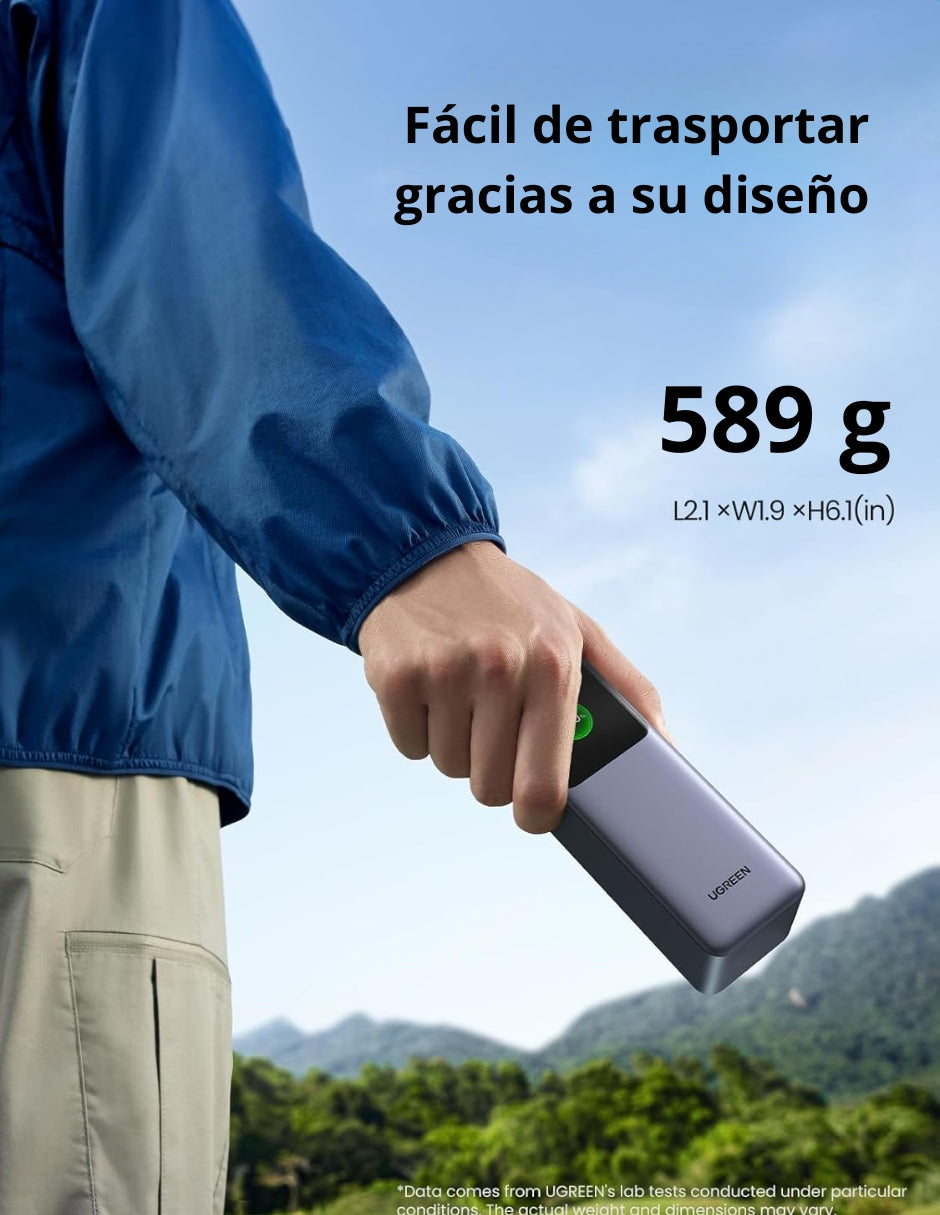 Power Bank Ugreen Nexode 25,000mAh de 200W Pantalla digital