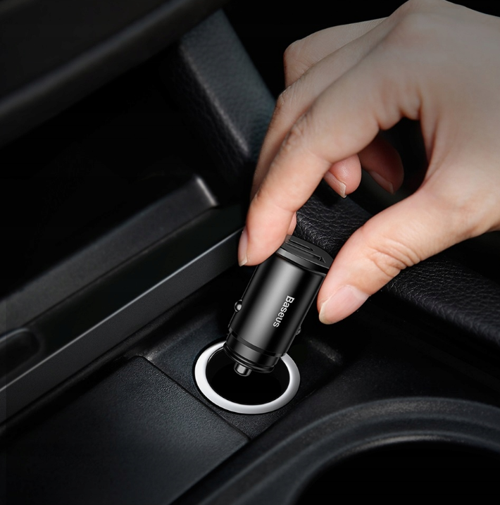 Cargador Baseus de Auto de 2 Entradas USB Y Tipo C | Carga Rápida