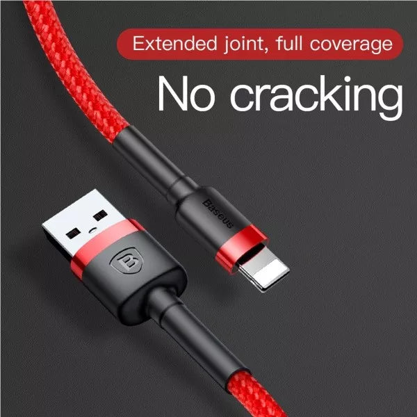Cable Para iPhone Reforzado Carga Rápida Uso Rudo 1 Metro-Rojo