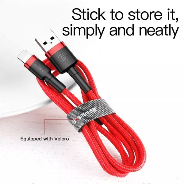 Cable Para iPhone Reforzado Carga Rápida Uso Rudo 1 Metro-Rojo