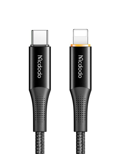 Cable Tipo C a Lightning con LED 1.2m Negro