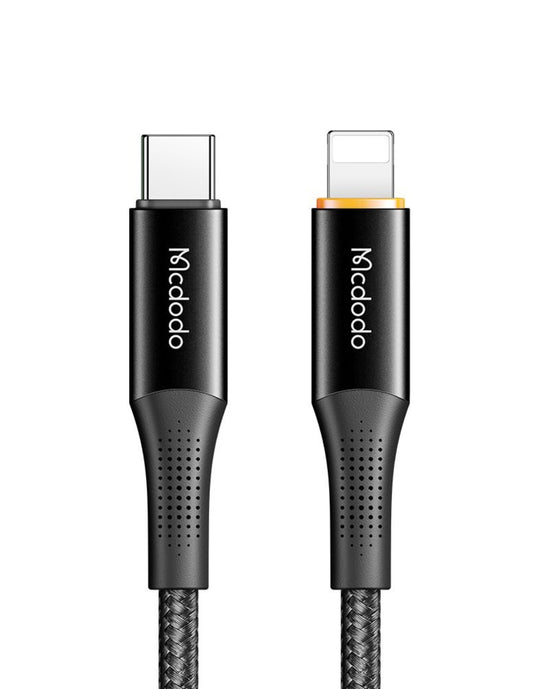 Cable Tipo C a Lightning con LED 1.2m Negro