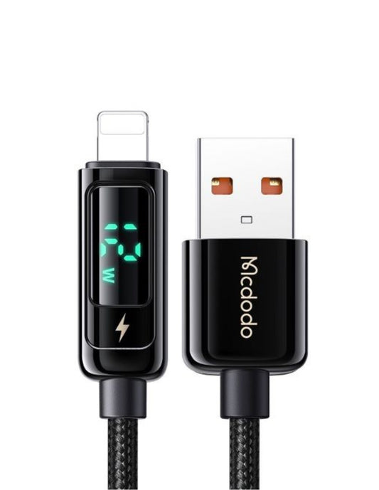 Cable con Pantalla Digital USB a Lightning 1.2m Negro