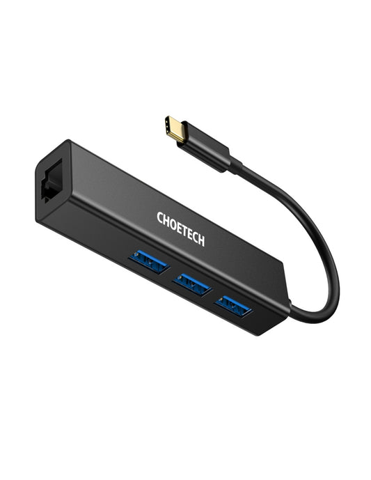 HUB USB-C con 3 puertos USB y un adaptador para Ethernet