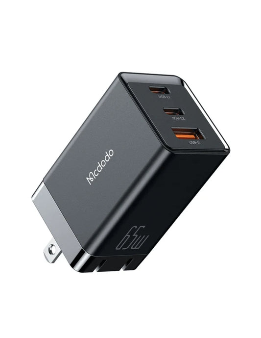 Cubo de Carga Rápida con 1 USB y 2 PD de 65W Negro