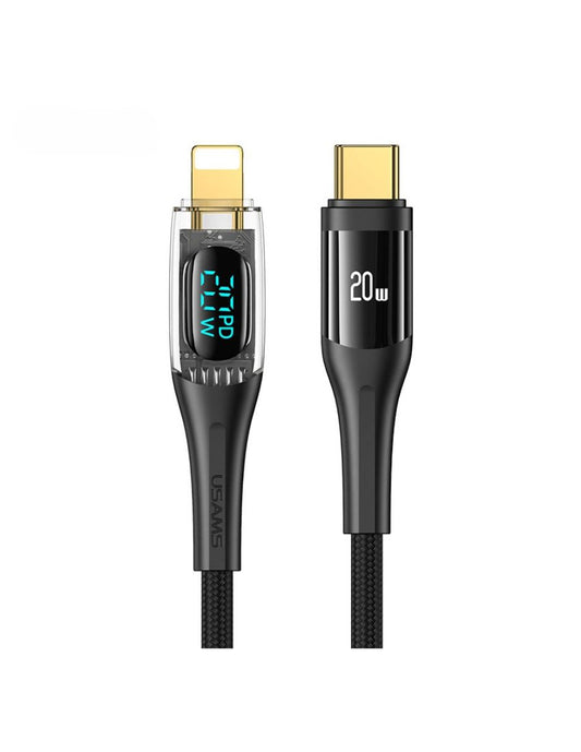 Cable Tipo C a Lightning USAMS 20W PD 1.2m Transparente
