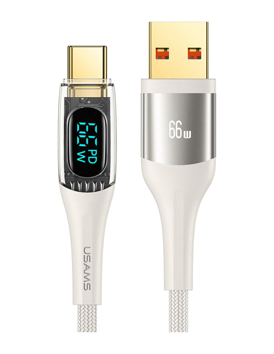 Cable Tipo C USAMS 66W PD 1.2m Transparente