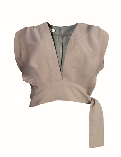 Blusa cuello en v con amarre Behla