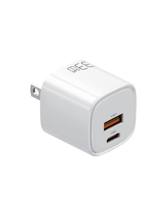 Mini Cubo de Carga Rápida USB y PD de 33W Blanco