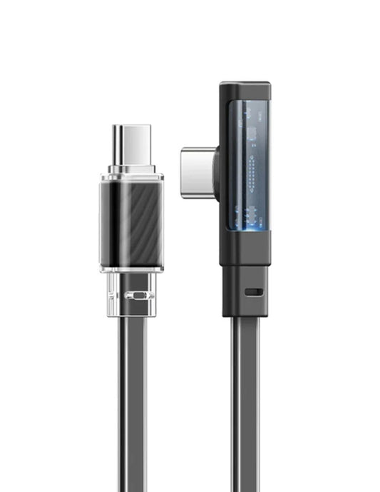 Cable Tipo C 100W Mcdodo Transparente 90 grados con LED 1.8m