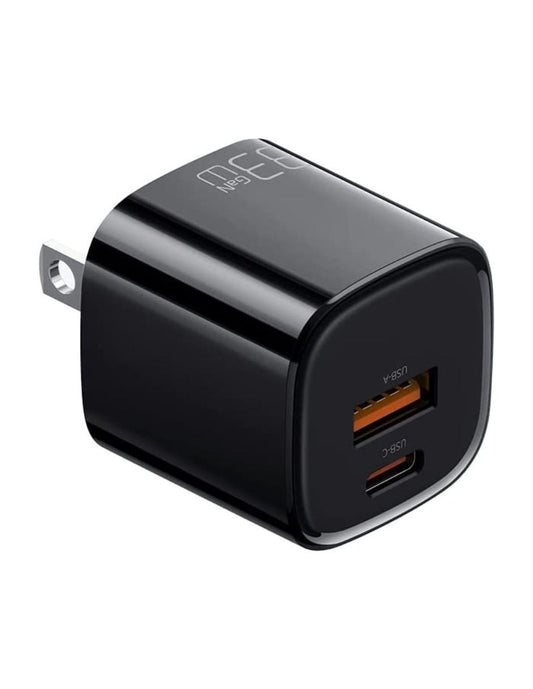 Mini Cubo de Carga Rápida USB y PD de 33W Negro