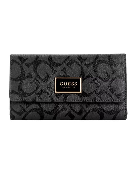 Cartera Guess Abree Logo Slim Clutch Negra