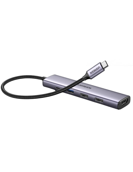 UGREEN HUB 5 en 1 Tipo C a USB 3.0, USB 2.0, HDMI, PD Gris