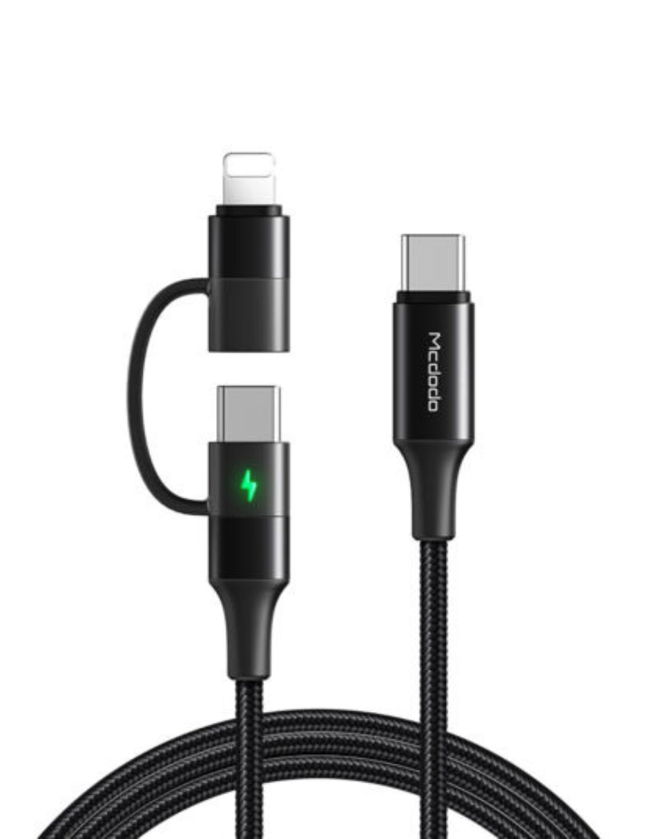 Cable 2 en 1 de Carga Rápida Tipo C y Lightning 60w