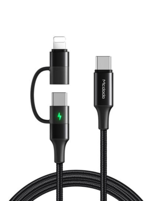 Cable 2 en 1 de Carga Rápida Tipo C y Lightning 60w