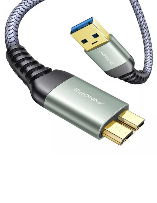 Cable USB A a Micro B de 2m | Cable de Disco Duro Externo AINOPE