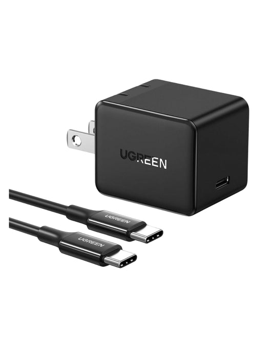 Cargador Tipo C de 25W Ugreen Carga Rápida con Cable USB C 2 m color negro