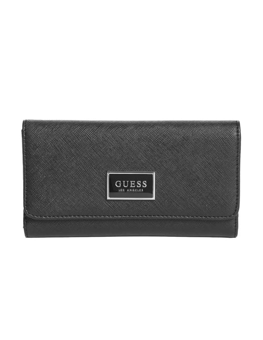 Cartera Guess Abree Logo Saffiano Slim Negra