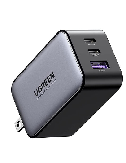 UGREEN Cargador Nexode USB C 65W GAN 3 Puertos Gris