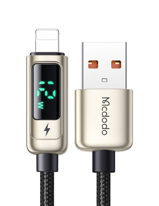 Cable con Pantalla Digital USB a Lightning 1.2 metros Plata