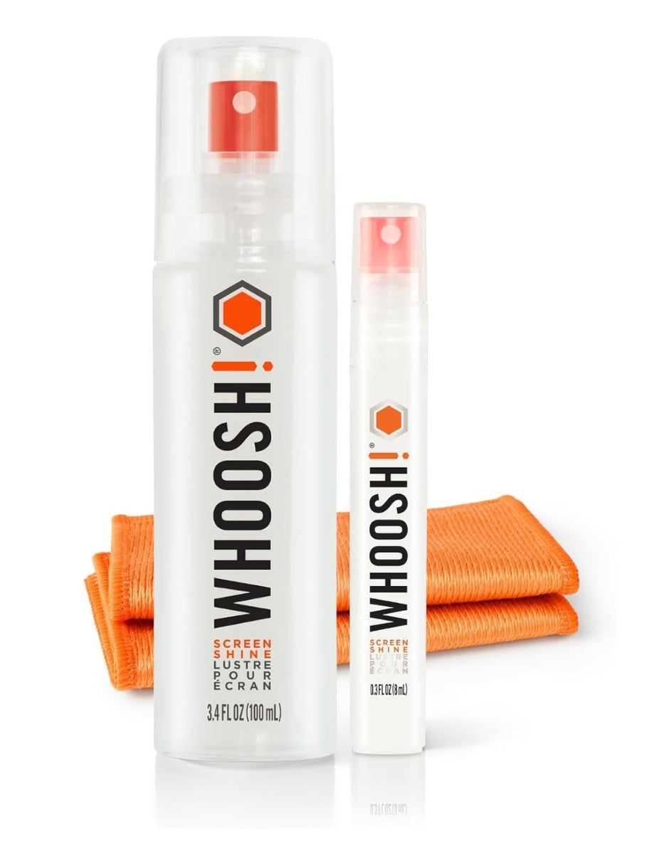 KIT de Limpieza para Pantallas Woosh! Limpiador 100 ml + Limpiador 8 ml + 2 paños de micro fibra