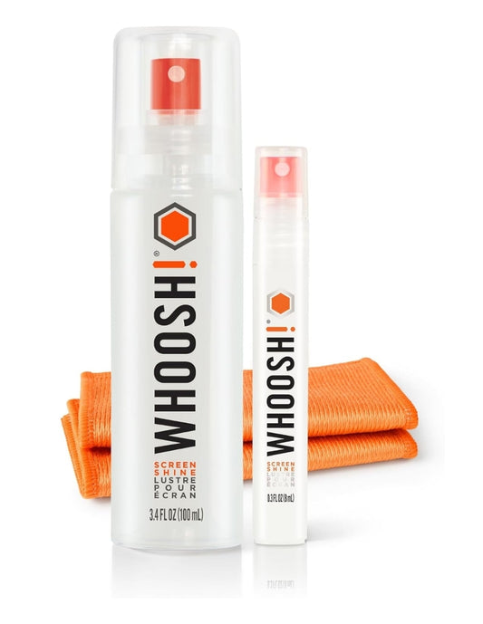 KIT de Limpieza para Pantallas Woosh! Limpiador 100 ml + Limpiador 8 ml + 2 paños de micro fibra