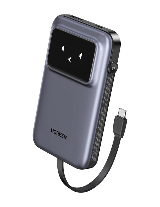 Power Bank Robot Ugreen 10,000mAh USB C 30W Pantalla TFT Gris