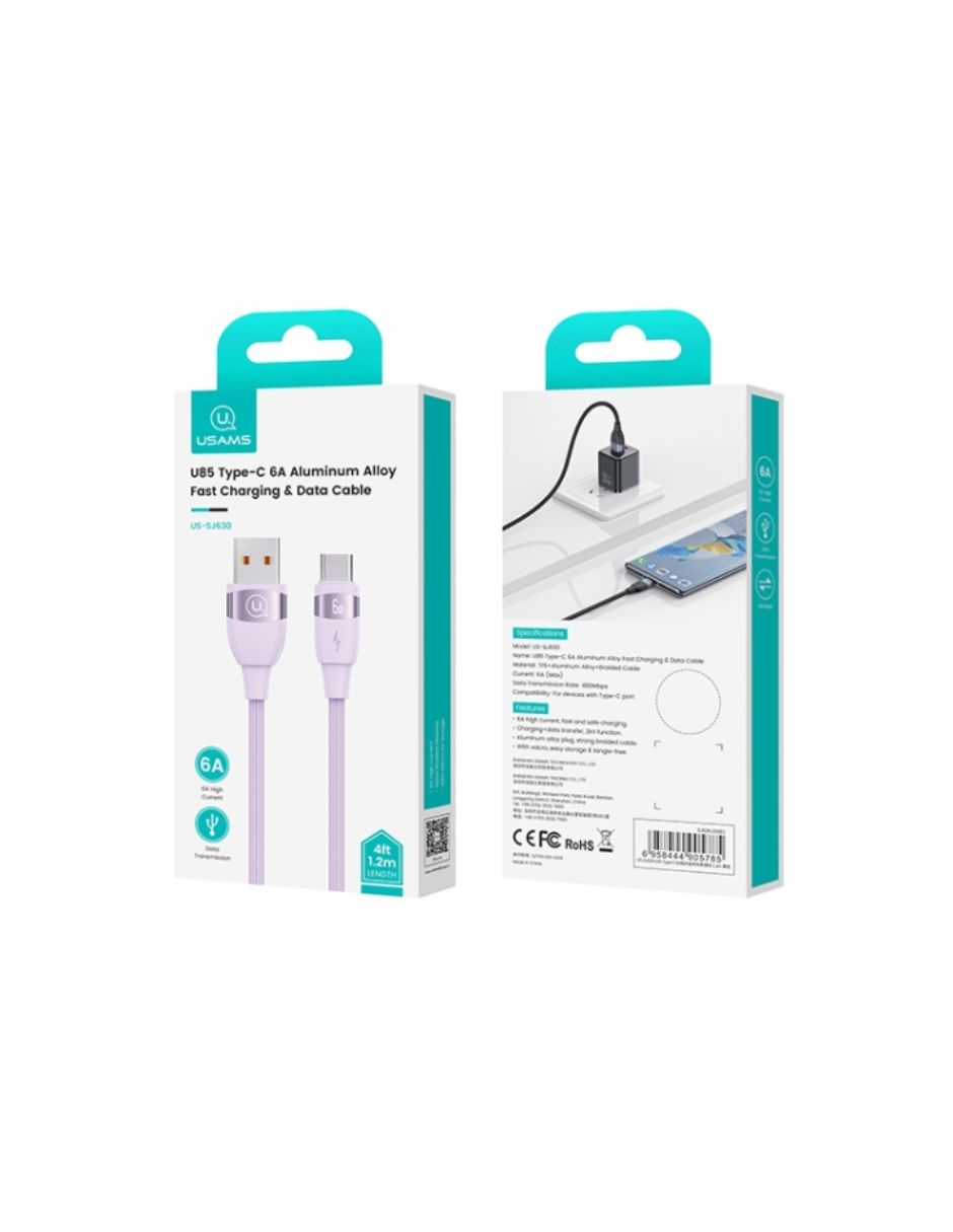 Cable Tipo C a Lightning USAMS 30W PD 2mt Morado