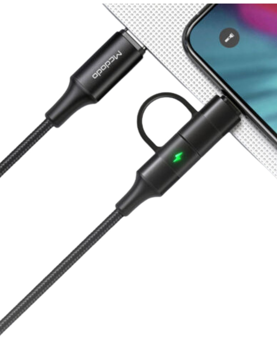 Cable 2 en 1 de Carga Rápida Tipo C y Lightning 60w