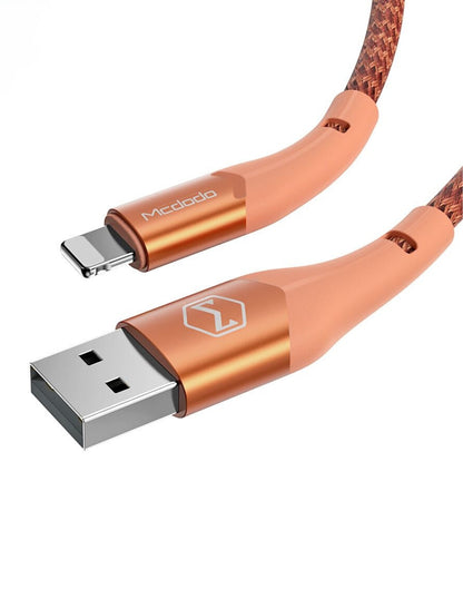 Cable Lightning con Led Carga Rápida y Transmisión de Datos 1.2m Coral