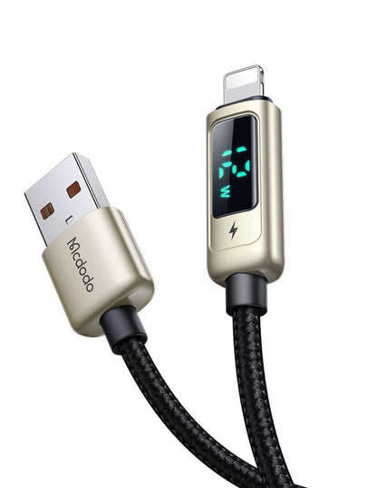 Cable con Pantalla Digital USB a Lightning 1.2 metros Plata