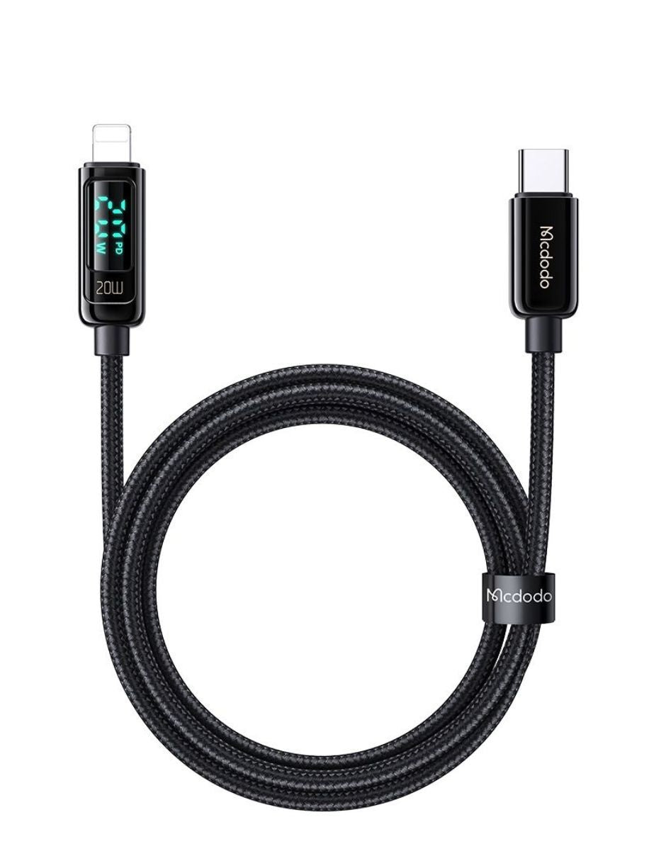Cable USB Tipo C a Lightning con Pantalla Digital 1.2m